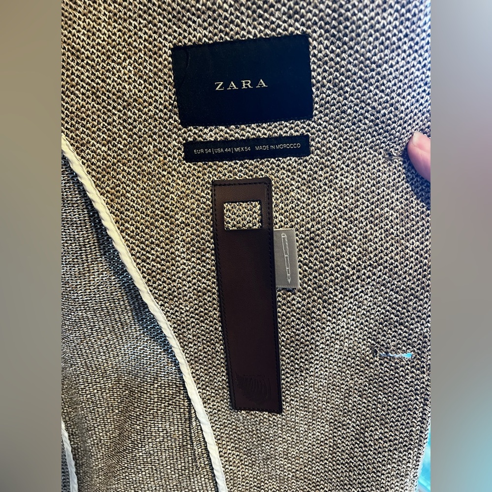 Men's  Herringbone brown white Knit Blazer Zara - Picture 6 of 9